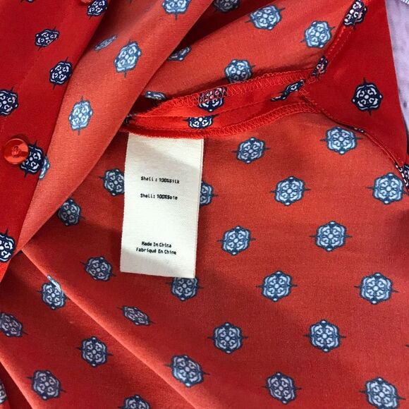 L'AGENCE Royal Red Maestro Jil Silk Charmeuse Button Blouse 3/4 Sleeve Size SP - Picture 8 of 13